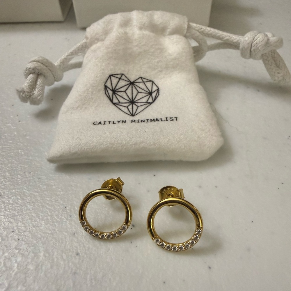 Caitlyn Minimalist Pavé Open Circle Earrings